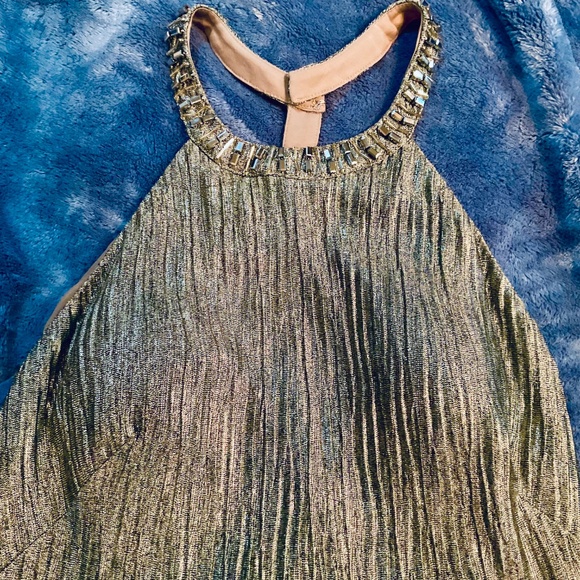 NWT Adrianna Papell Embellished Metallic Gown - Picture 3 of 8